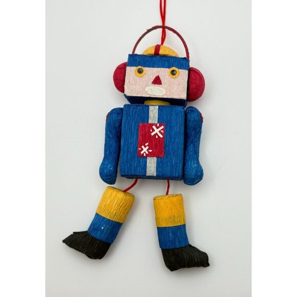 Vintage Robot Christmas Tree Ornament Crepe Paper Legs and Arms Move - Picture 6 of 6